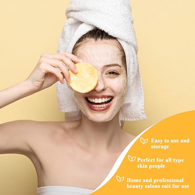 84 Pcs Facial Sponge Compressed, Luxiv Face Cleansing Sponge for Estheticians Compressed Makeup Sponge Round Wash Face Sponges for Women Compress Exfoliating Removal Sponge (Yellow)
