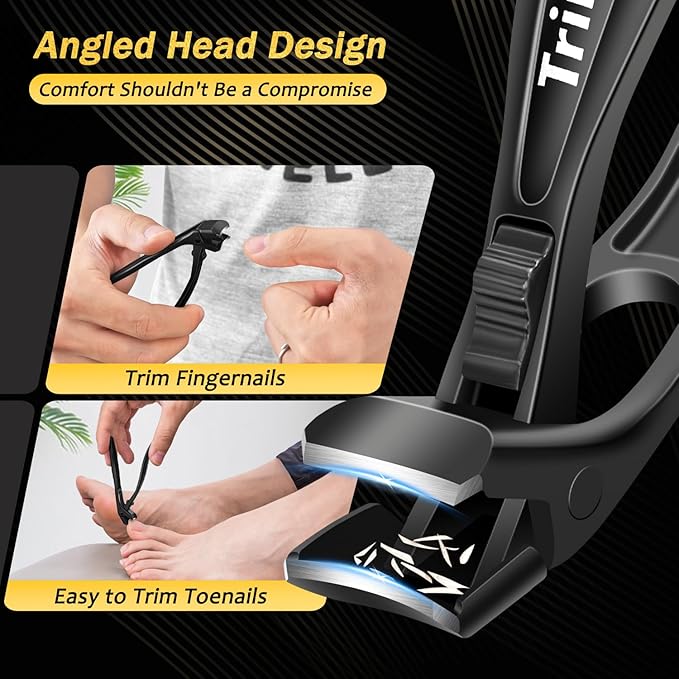 Toenail Clippers for Thick Toenails, Trimlyx Ingrown Toe Nail Clippers for Thick Nails for Seniors, Heavy Duty Nail Clippers for Men, Angled Head Large Toenail Clippers for Seniors 5Pcs
