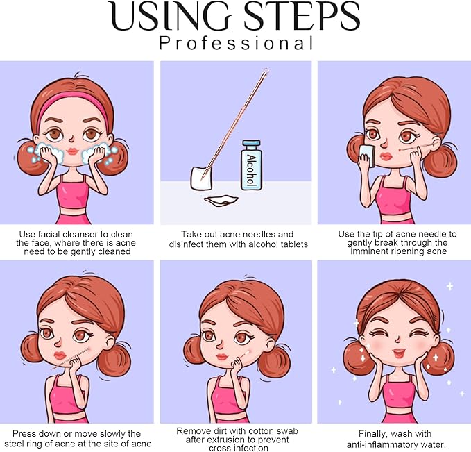 Teenitor Pimple Popper Tool, Blackhead Remover Tools, Comedone Extractor Tool Acne Tools, Pimple Extractor Tool, Blackhead Extractor Tool, Black Head Remover for Face Tool Rose Gold