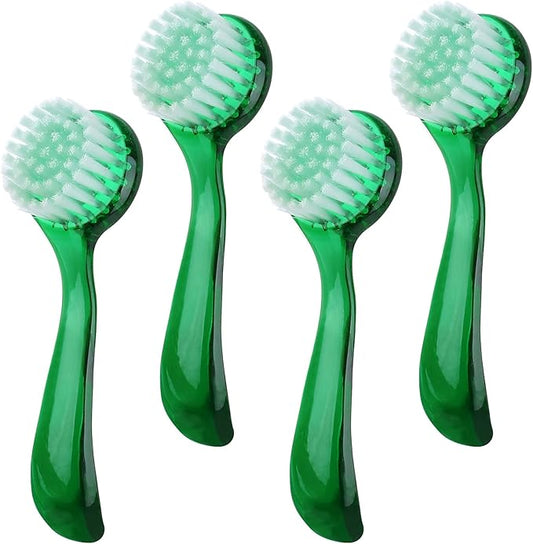 Facial Cleansing Brush 4 PCS, Facial Exfoliating Brush Face Wash Scrub Exfoliator Brush for Makeup Skincare Removal (Green)