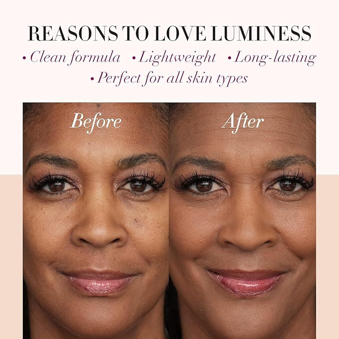 LUMINESS Airbrush Spray Silk Foundation Starter Kit - Deep Rich - Foundation, Primer & Dual-Sided Angled Buffing Brush - Medium, Buildable Coverage, Anti-Aging Formula Hydrates & Moisturizes