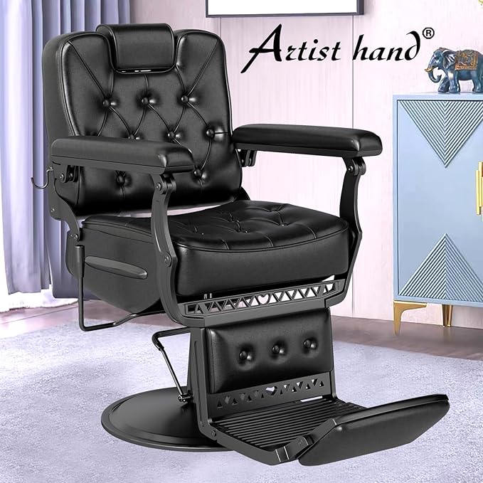 Artist hand Salon Chair, Hydraulic Barber Chairs for Barbershop, Vintage Barber Chair for Hair Stylist, Heavy Duty Barber Chair for Salon Spa Home