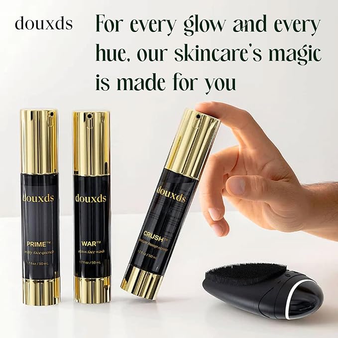 douxds The Basics Set, WAR™ Charcoal Face Wash and PRIME™ Vitamin Face Quench Duo, Face Wash for Oily Skin, Men Skin Care Kit, Razor Bumps, and Acne Treatment, Men’s Skin Care Products