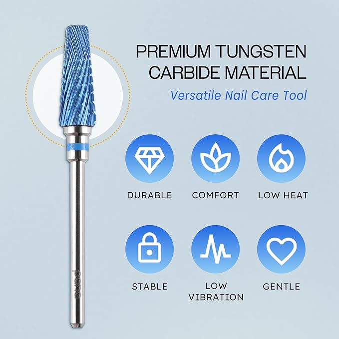 PANA 5-in-1 Pro Upgraded Multi-Function Drill Bit 3/32" Shank Size - (Blue, 2X Coarse to 2X Fine) - Mix Size Tungsten Drill Bit Fast Remove Acrylic Hard Gel Nail for Manicure Pedicure