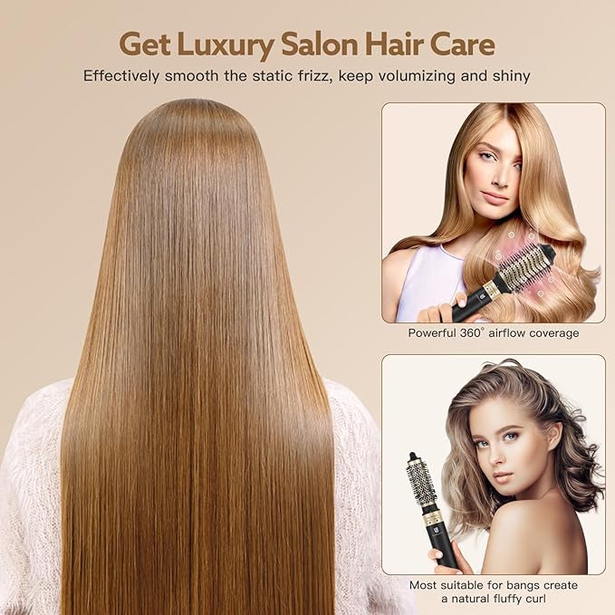 Hair Dryer Brush, webeauty 5 in 1 Professional Hot Air Styling, High-Speed Negative Ionic Hair Dryer Fast Drying, Multi Hair Styler with Air Curling Iron, Volumizing, Straightening (Black)