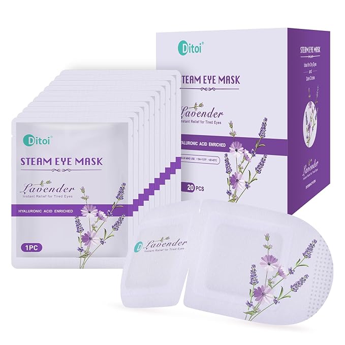 Ditoi Steam Eye Mask, Heated Eye Mask for Sleep,Warm Compress with Hyaluronic Acid,Moist Heat for Dry Eye Relief,Spa,Stye Eye Treatment,Travel Essentials & Relaxation Gifts,Lavender 20 Packs