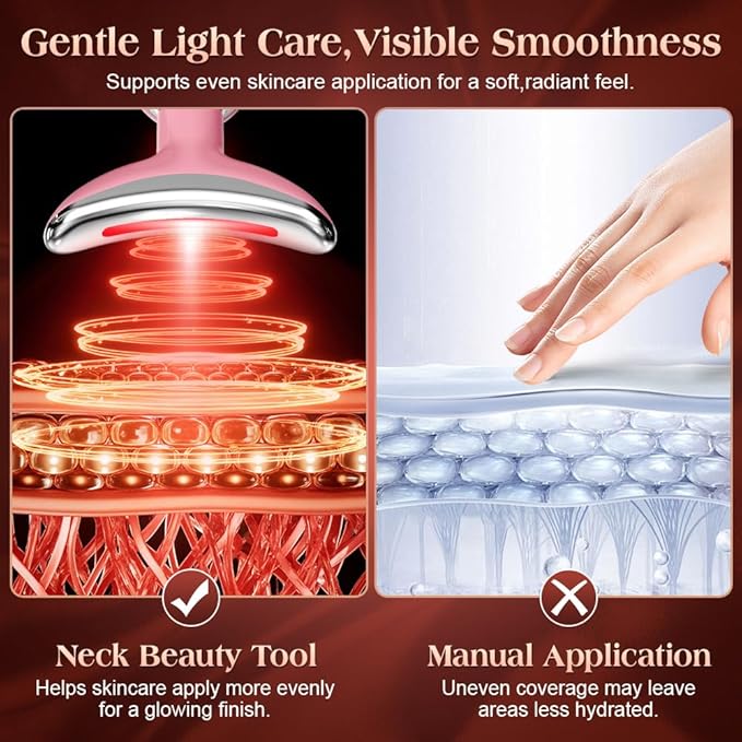 Face and Neck Massager Tool with Heat & 3 Light Therapies, Smart Vibration, Red-Light-Therapy and EMS Modes, Gua Sha Facial Tools for Face and Neck Skin Care and TMJ Relief