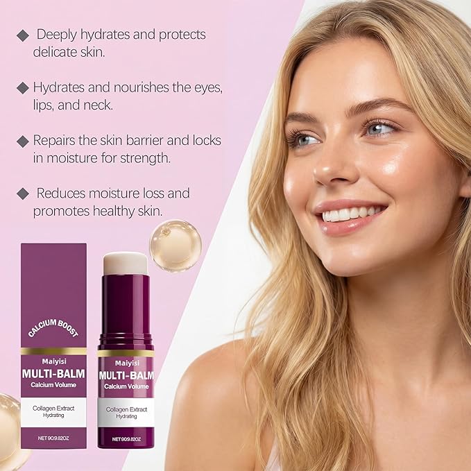 Calcium Volume Multi Balm Stick - Anti-Wrinkle & Hydrating Collagen Treatment for Face, Eyes,Lips & Neck, Firming,Smoothing & Nourishing Balm(B1)