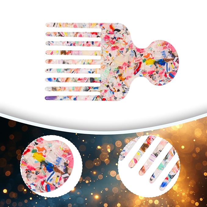 Wide Tooth Hair Pick Comb for Curls, 12cm/4.72in Detangling Lifting Comb Long Tooth Afro Pick Hair Styling Tool for Women Men Barber Supplies (Colored)