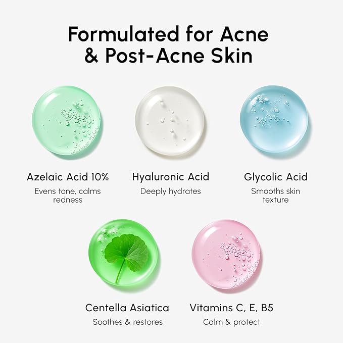 MAREE Azelaic Acid Acne Clearing Pads – Exfoliating Pads with Glycolic & Hyaluronic Acid for Face – 10% Azalecic Acid & Centella Redness Soothing Pad – Zero Pore Facial Toner Pad – Acido Azelaico