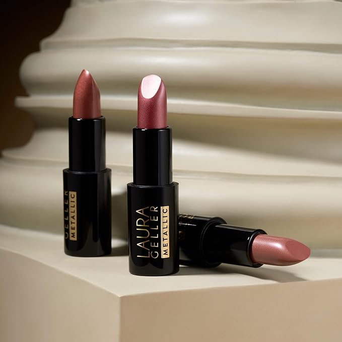 LAURA GELLER NEW YORK Modern Classic Metallic Lipstick Trio - Safari Blaze, Whimsical Wine, Nifty Netural - Metallic Finish