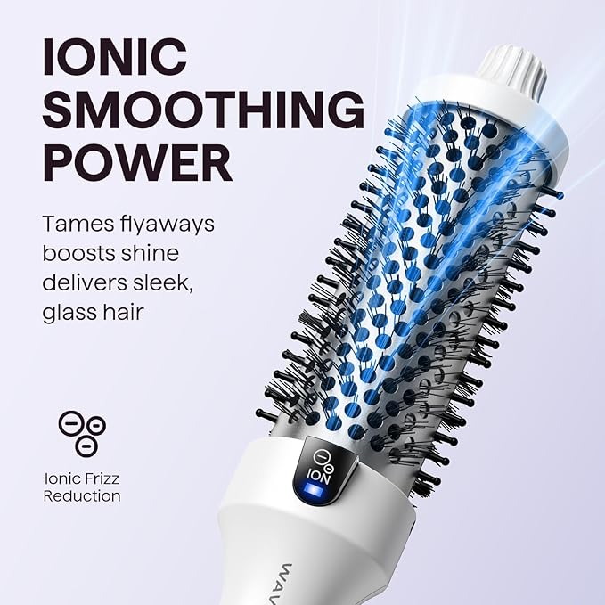 Wavytalk Blowout Boost Thermal Brush, 1.5 inch Heated Round Brush for Blowout Look, Negative Ion Technology, Ceramic Tourmaline, 5 Temperature Settings, Dual Voltage, White