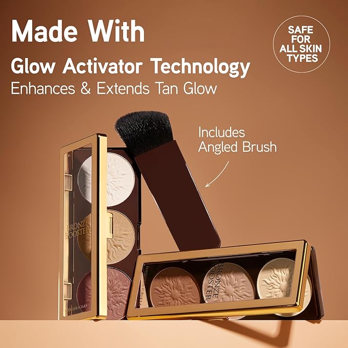 Physicians Formula Bronze Booster Highlight & Contour Palette with Brush, Blendable & Buildable Finish - Matte Sculpting