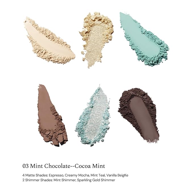Flower Knows The Sweetie Bear Collection 6-Color Makeup Palette,Green Eyeshadow with 4 Matte + 2 Shimmer Shades,Blendable Smooth Cute Eye Makeup,0.23 Oz(03 Mint Chocolate)