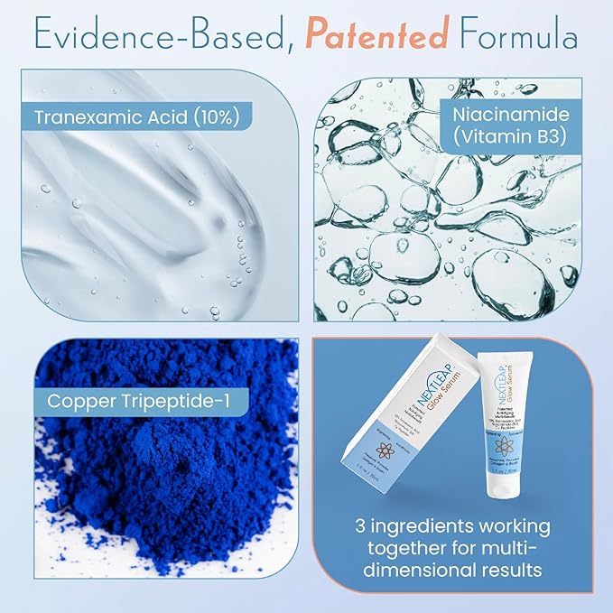 Tranexamic Acid Serum 10% (Ultra-Pure) with Niacinamide & Copper Peptides - Gentle Lightweight Serum-Cream Hybrid for Dark Spots, Lines and Wrinkes, Uneven Skin Tone - 1 Fl Oz
