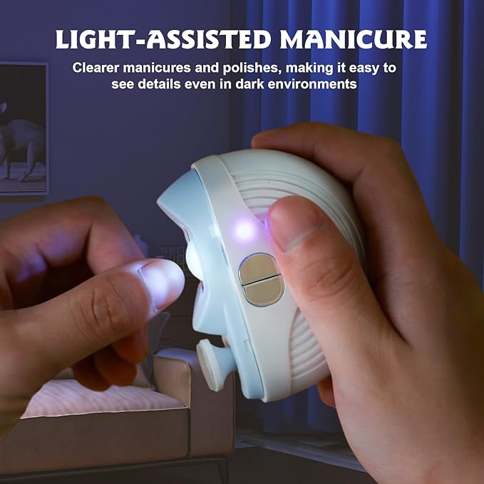 Electric Nail Clippers,3 Speeds Strong Power Automatic Nails Trimmer,2 in 1 Automatic Nail Trimmer with Polisher,Light,Clip Storage,Rechargeable Toenail Clippers for Adults Seniors