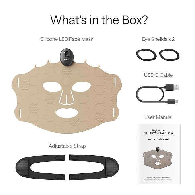 Ulike ReGlow Lite LED Mask With 3 Modes for Anti-Acne & Anti-Aging, Powerful LED Beads With Red, Blue and Mixed Light, 3D Facial Comfort Fit, Red Light Therapy Skin Care At Home