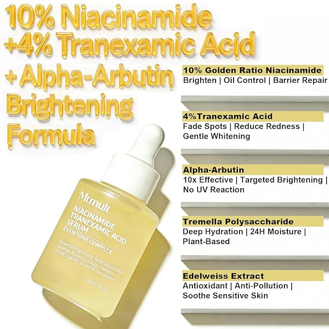 Mtmult Tranexamic Acid Serum - Tranexamic Acid for Face | Hyperpigmentation Treatment with Niacinamide, Stem Cell Serum for Face & Niacinamide, 1.01 fl.oz