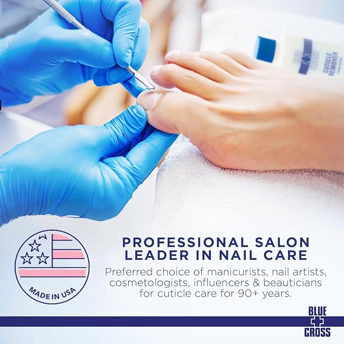 Cuticle Remover & Softener Liquid for Nails – Blue Cross Professional Nail Care with Lanolin, Hydrating Treatment for Dry Cuticles & Hangnails, Made in USA, 6oz