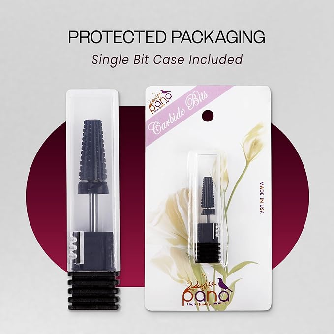 PANA 3/32" Shank 5-in-1 Nail Carbide Bit - (Triple Coarse - Extra Coarse Grit, DLC Black) - Two Way Rotate use for Both Left and Right Handed Fast remove Acrylic or Hard Gel Machine