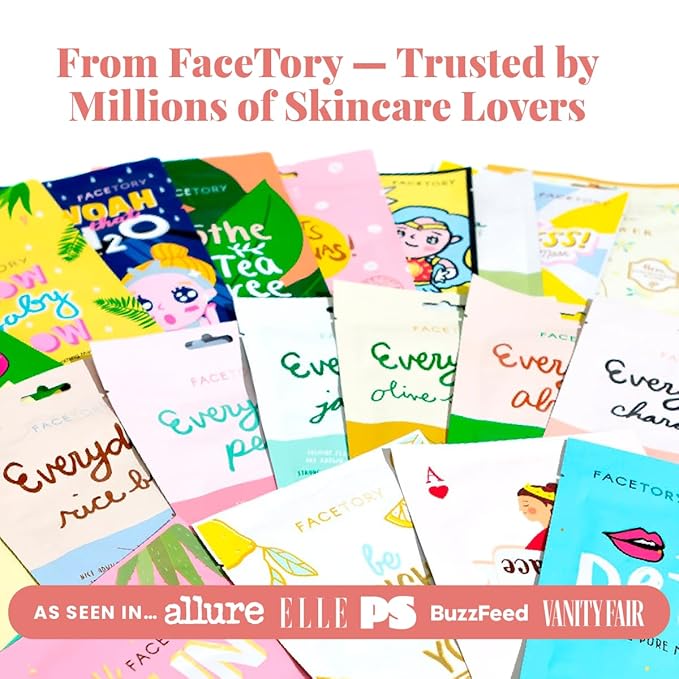 FACETORY Valentine’s & Galentine’s Day Skincare Gift Set | 12-Day K-Beauty Sheet Mask Collection | Self Care Gift for Women, Friends & Besties