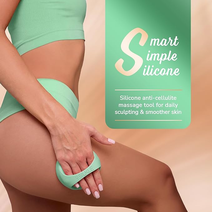 Anti-Cellulite Silicone Massager Brush - Deep Tissue Body Scrubber for Cellulite Remover, Skin Firming & Lymphatic Drainage - Exfoliating Massage Tool with Grip Handle for Legs & Body - Green
