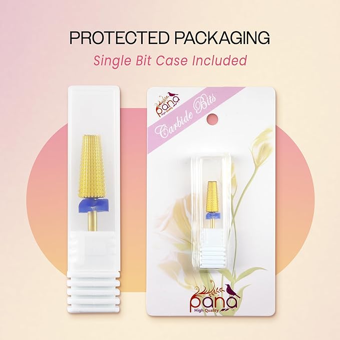 PANA 3/32" Shank 5-in-1 Nail Carbide Bit - (Triple Coarse - Medium Grit, Gold) - Two Way Rotate use for Both Left and Right Handed Fast Remove Acrylic or Hard Gel