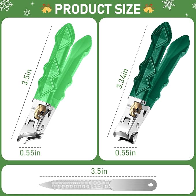 Toenail Clippers for Thick Toenails for Seniors, Christmas Stocking Stuffers, Wide Jaw Opening Nail Clippers, Heavy Duty Ingrown Toenail Clippers Nail Cutters, Sharp Slanted Nail Clippers, Dual Green