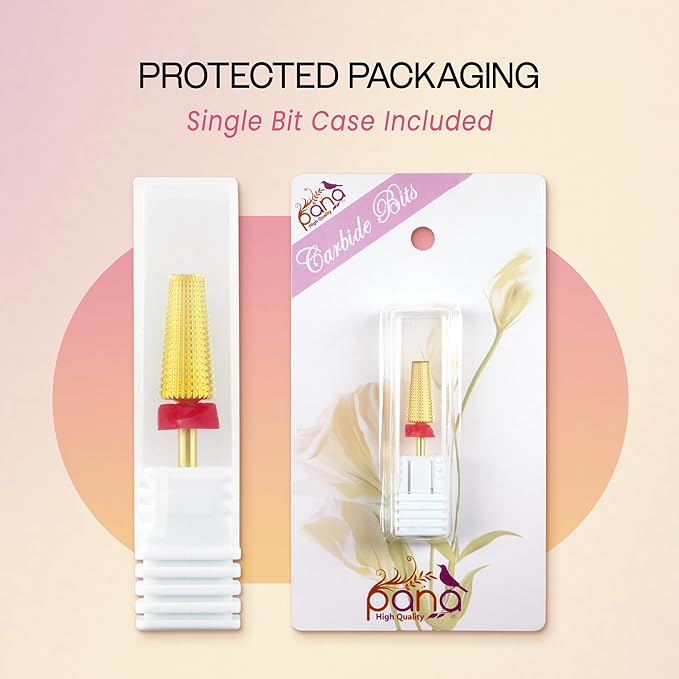 PANA 3/32" Shank 5-in-1 Nail Carbide Bit - (Triple Coarse - Fine Grit, Gold) - Two Way Rotate use for Both Left and Right Handed Fast Remove Acrylic or Hard Gel