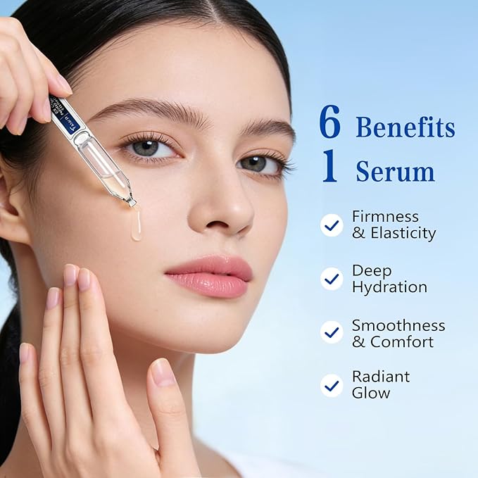 6X Collagen Peptides Serum for Face – Triple Collagen, Matrixyl 3000, Centella & Ectoin – Anti-Aging Facial Serum for Firming, Smoothing & Hydration | 30e x 0.05 Fl.oz (30 x 1.5ml)