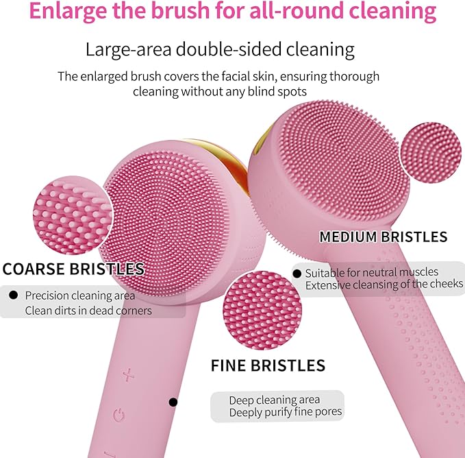 Facial Cleansing Brush Electric – Rechargeable Silicone (Pink)