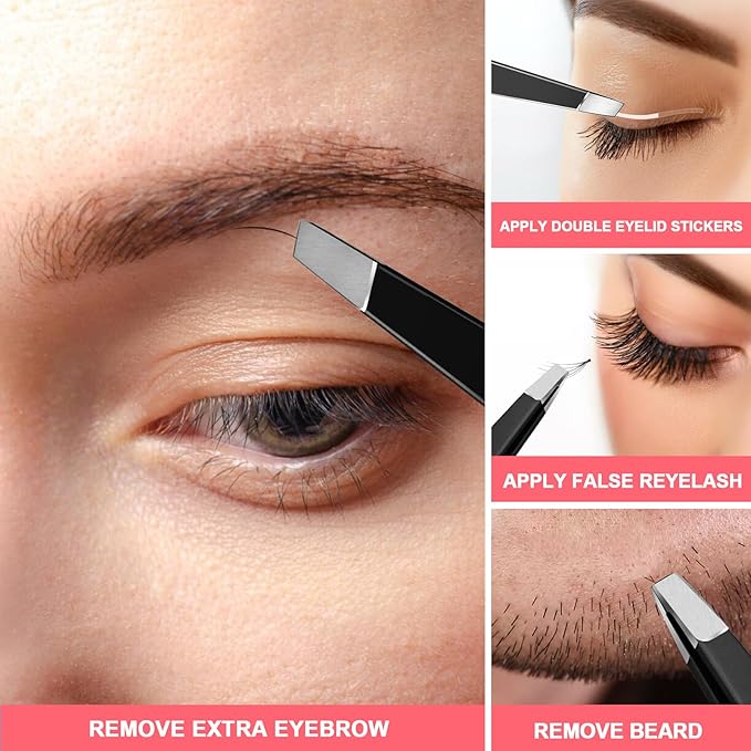 FANDAMEI Eyebrow Scissors, Eyebrow Kit, Eyebrow Tweezers for Women, Eyebrow Razor, Eyebrow Brush. Eyebrow Kit for Men with Leather Case. Eyebrow Scissors for Women Facial Hair Ingrown Hair Removal