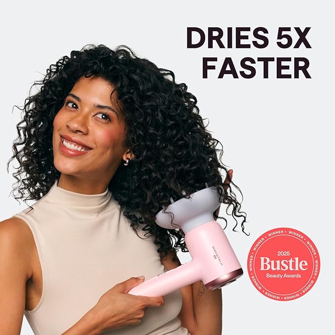 Hair Dryer, Wavytalk Turblow Pro Fast Drying Blow Dryer with Diffuser, High Speed Hair Dryer with 110,000 RPM, Pro Negative Ions for Reduces Damage, Frizz Smoothing, 3 Speeds & 3 Temps, Pink