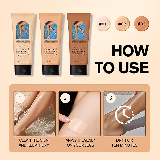 Leg Makeup Waterproof No Transfer, Light Long-Lasting, Easy Application, Legs & Body Concealer Makeup. (Fairest Glow)