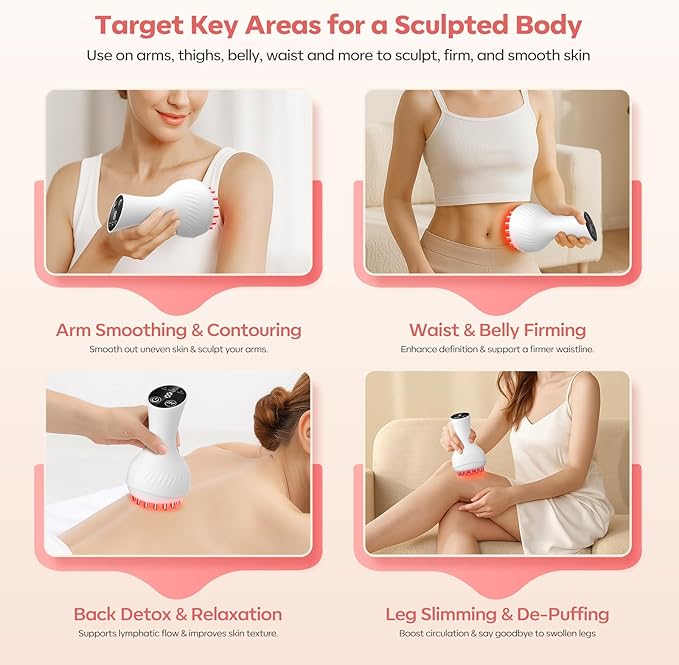 Lymphatic Drainage Massager & Anti Cellulite Massage Tool,New Lymphatic Massager,Helps Reduce Stretch Marks & Cellulite，for Belly, Arms & Legs,Body Sculpting Machine with Heat & Vibration