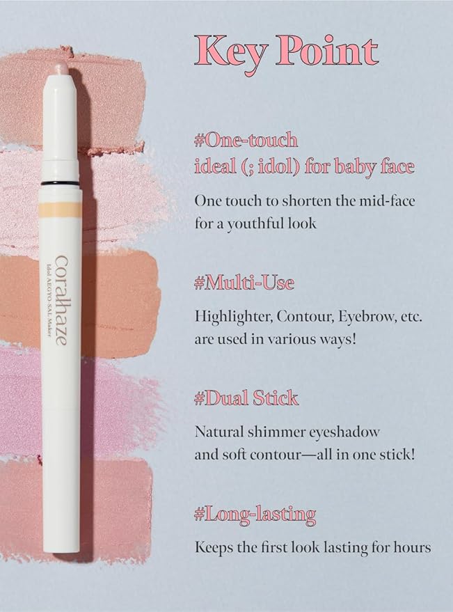Idol AEGYO-SAL Maker 02 Sparkling Pink, 2-in-1 Under-Eye Highlighter and Contour Liner for Bright, Voluminous Eyes, Long-Lasting, Smudge-Proof Shimmer Stick with Natural Glow, Korean Beauty