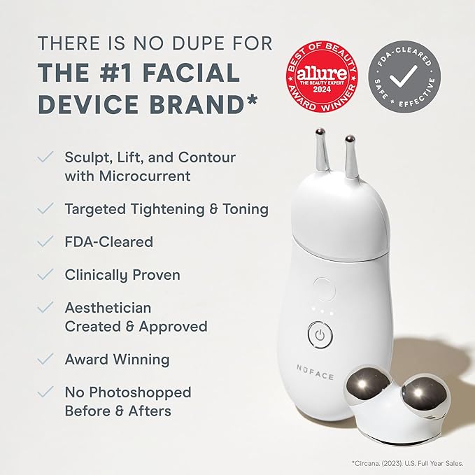 NuFACE Trinity+ Effective Lip & Eye Attachment for Microcurrent Facial Device - FDA Cleared at Home Eye Lift & Smile Lines Treatment to Tighten & Tone Hard-to-Reach Areas Around Mouth and Eyes