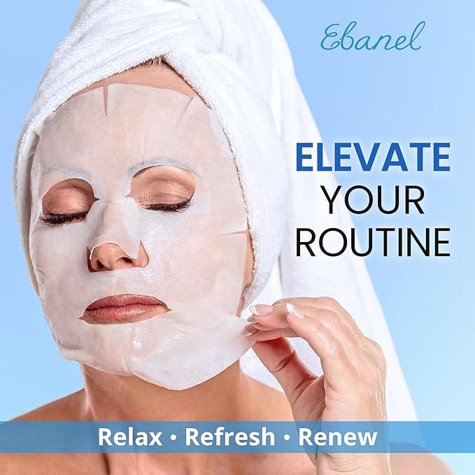 Ebanel 15 Pack Collagen Face Mask with Hyaluronic Acid, Vitamin C, Peptide, Aloe, Instant Brightening Hydrating Face Masks Skincare Korean Sheet Mask, Skin Firming, Lifting Anti Aging Facial Masks