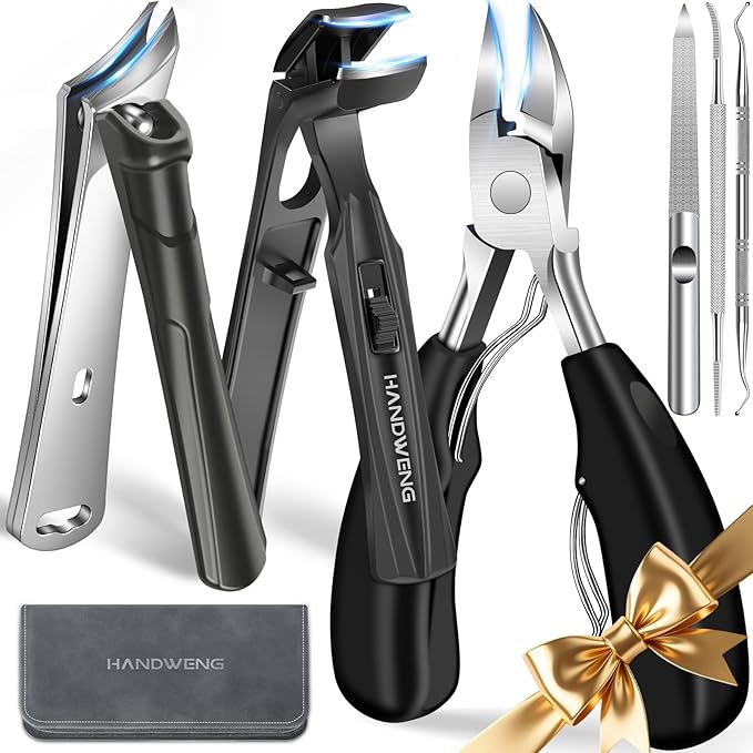 2025 Toenail Clippers for Seniors Thick Toenails, Angled Head Large Toe Nail Clippers for Thick Nails for Men, Heavy Duty Ingrown Toenail Clippers with Wide Jaw, Slanted Nail clippers with Long Handle