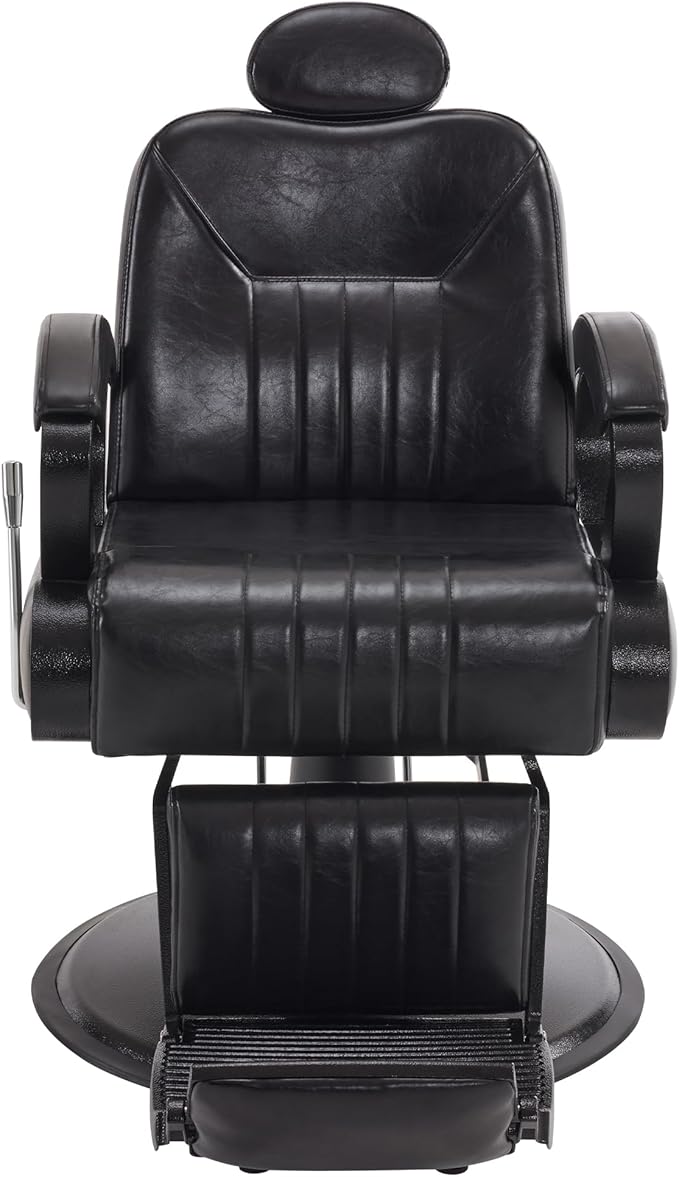 BarberPub All Purpose Barber Chair with Heavy Duty Pump,Reclining Adjustable Swivel Hair Styling Spa&Salon Chair for Hair Stylist, Home Salon,Barbershop 9502 (All Black)