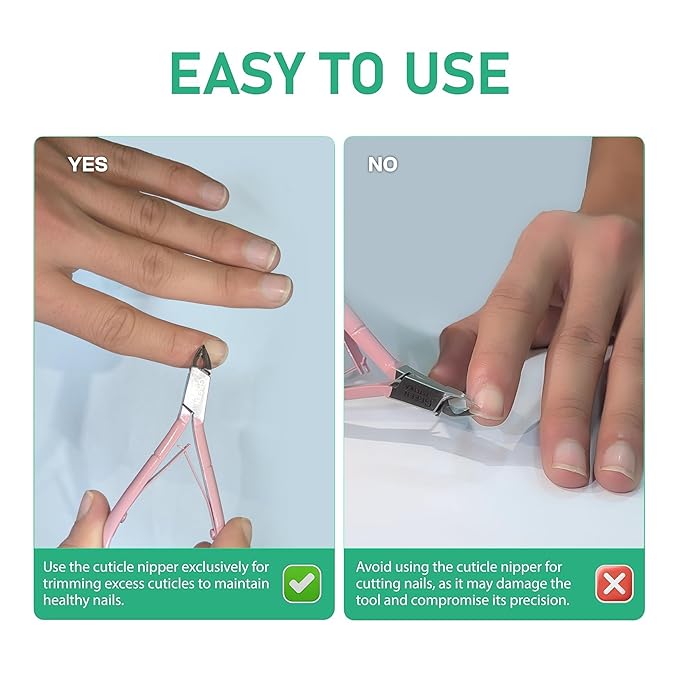 Professional Cuticle Trimmer Nail Cuticle Cutter Stainless Steel Cuticle Nippers with Sharp Blades of Cuticle Remover Clippers Manicure Tools Double Spring for Nail Care Pedicure Nail Tools (Rose)