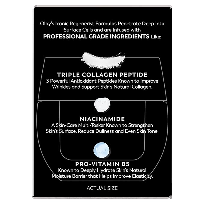 Olay Face Moisturizer, Regenerist Micro-Sculpting Facial Cream for Women - Anti-Aging, Anti-Wrinkle, Firming Skin Care - Triple Collagen Cream, Peptide Moisturizer, Hyaluronic Acid, Niacinamide, 1.7oz