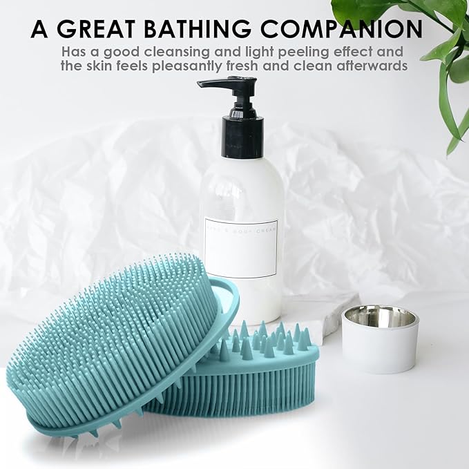 Silicone Body Scrubber – Dual-Sided Silicone Loofah for Shower, Set of 3 Soft Exfoliating Body Bath Shower Scrubber Loofah Brush Easy-to-Clean for Sensitive Kids Women Men All Kinds of Skin