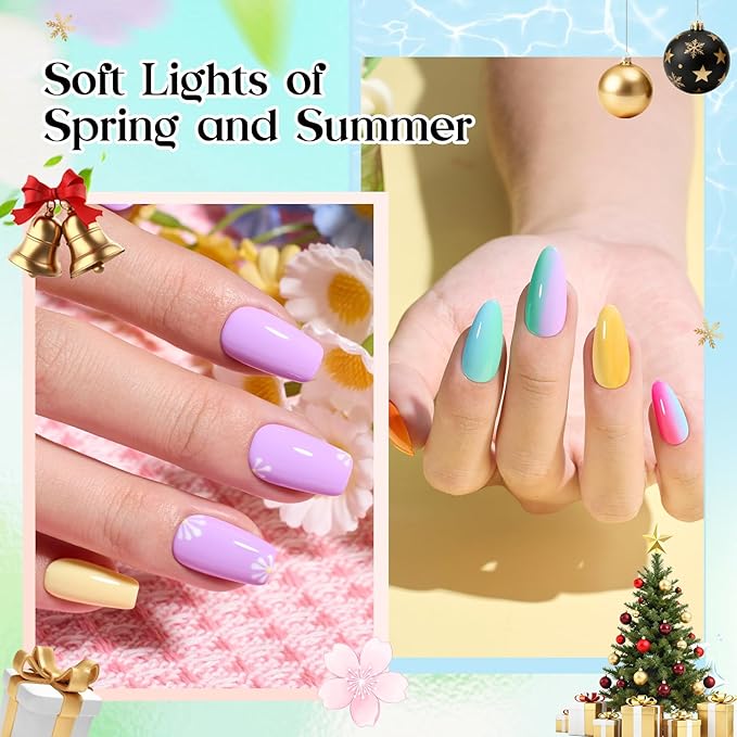 Beetles Gel Nail Polish Seasons Impressions Collection - 25 Colors Uv Gel Nail Kit Brown Burgundy Black White Red Pink Nude Green Purple Blue Glossy Matte Glitter Top Base Coat Gifts for Women