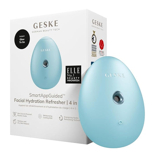 GESKE SmartAppGuided™ Facial Hydration Refresher | 4 in 1 | Water Atomizer | Moisturizing Spray Machine | Face Mister | Humidifier for Natural Glow | Reduce Redness & Dry Skin
