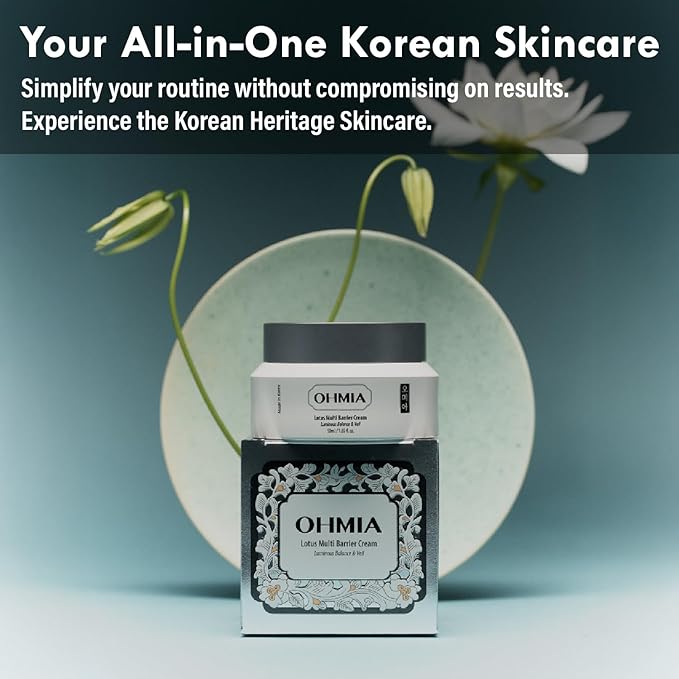 Korean Anti-Aging & Firming Face Moisturizer - Lotus Multi Barrier Cream with Niacinamide & Rice - Soothing for Sensitive Skin - Fragrance-Free - 1.69 fl oz