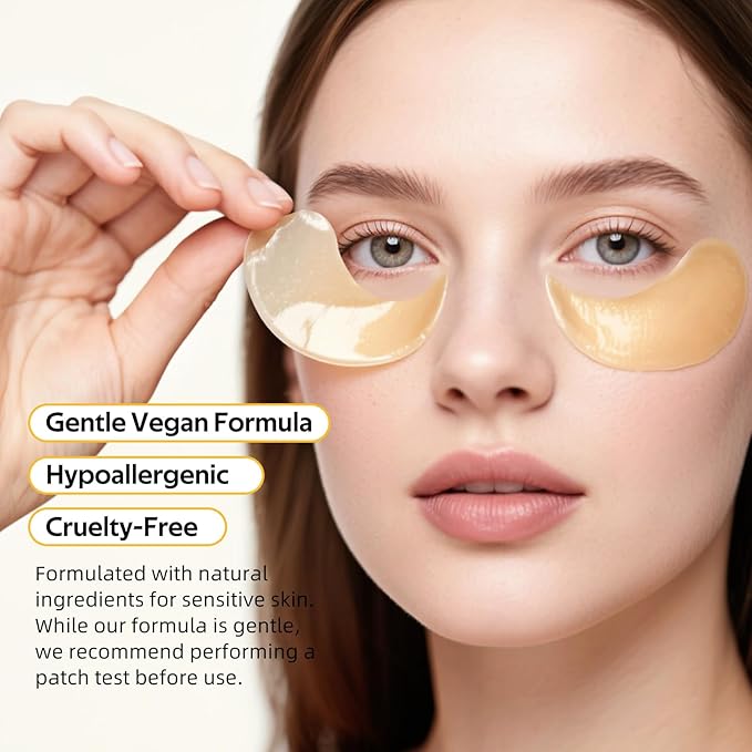 dewyhour Avocado & Gold Hydrogel Eye Mask Set - Collagen Under Eye Patches to Reduce Puffiness, Dark Circles & Wrinkles | Korean Skincare Treatment for Firming, Hydration