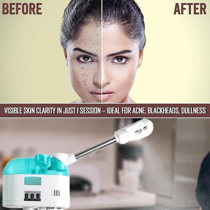 800W Nano Ionic Facial Steamer – Professional Home Spa Face Steamer for Deep Cleansing, Hydration & Sinus Relief | Fast Heating, Auto Shut-Off, Portable & Safe | US/AU Plug (White & Green)