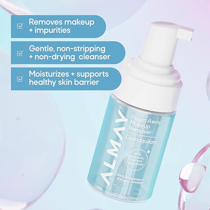 Almay Foam Away Makeup Remover, Gentle Face Cleanser, Hypoallergenic Face Wash, Cruelty-Free Skincare, Vegan, 100, 2.87 fl oz