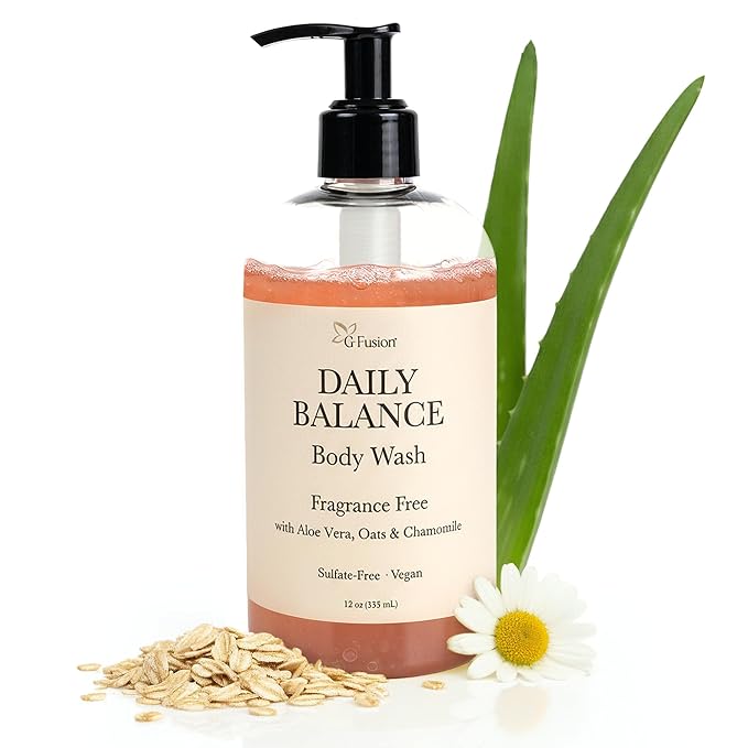 Daily Balance Body Wash – Natural Fragrance Free Cleanser – Plant-Based Hydrating Shower Gel with Oatmeal, Aloe & Chamomile – Vegan, pH Balanced, Sulfate-Free Clean Beauty Care. 12 Fl Oz (355 ML)